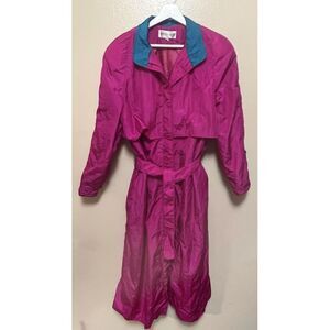 Vintage 80s Kristen Blake Pink Windbreaker Trench Coat 12 Barbiecore Gorgeous